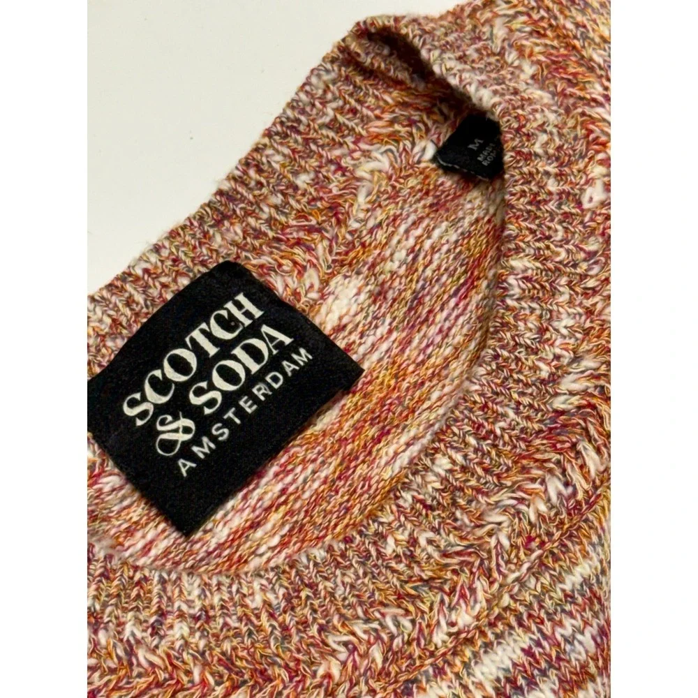Scotch & Soda Mens Space Dye‎ Knit Crewneck Sweater Orange Red Melange Size M